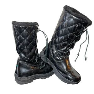 Khombu Black Leather Furry Insulated Snow Boots Soze Youth 1
